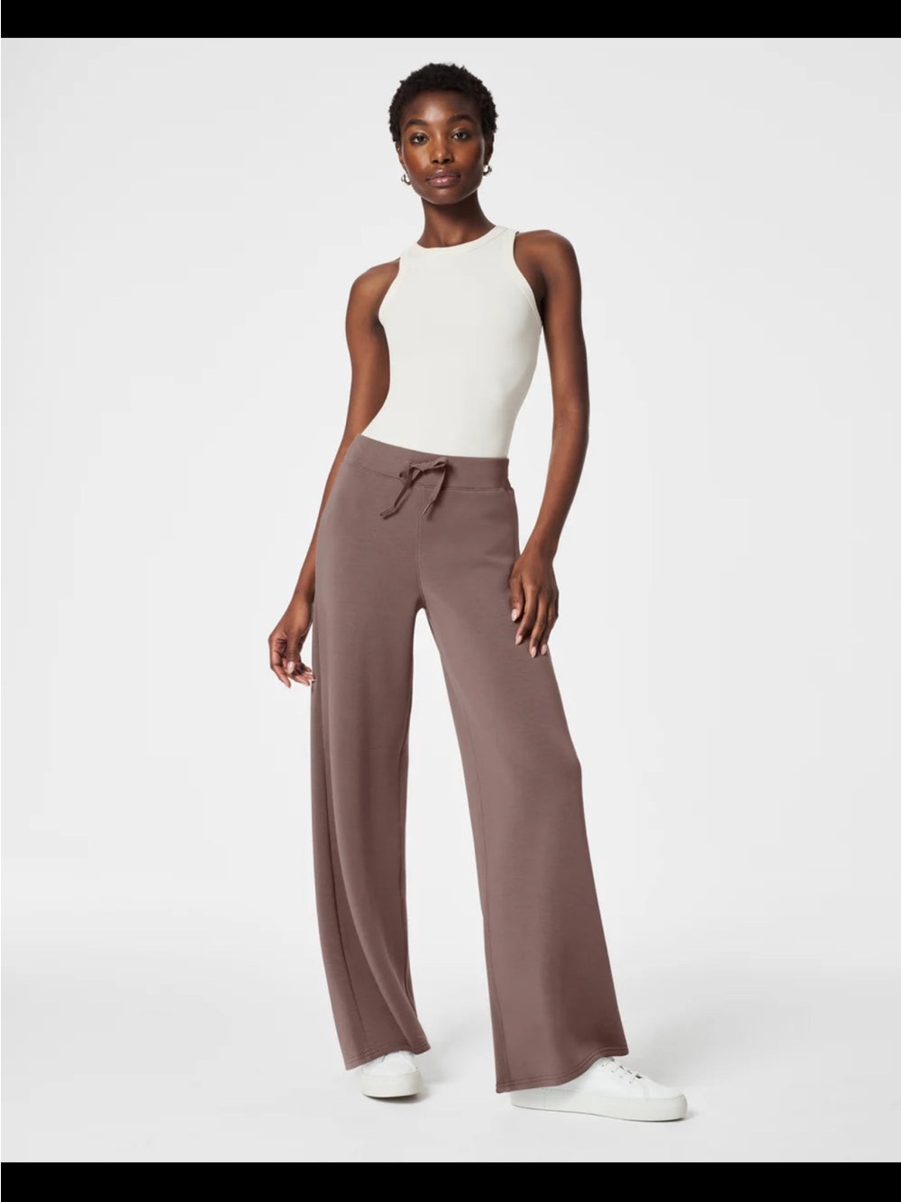 SPANX AirEssentials Wide-Leg Drawstring Pants in Taupe